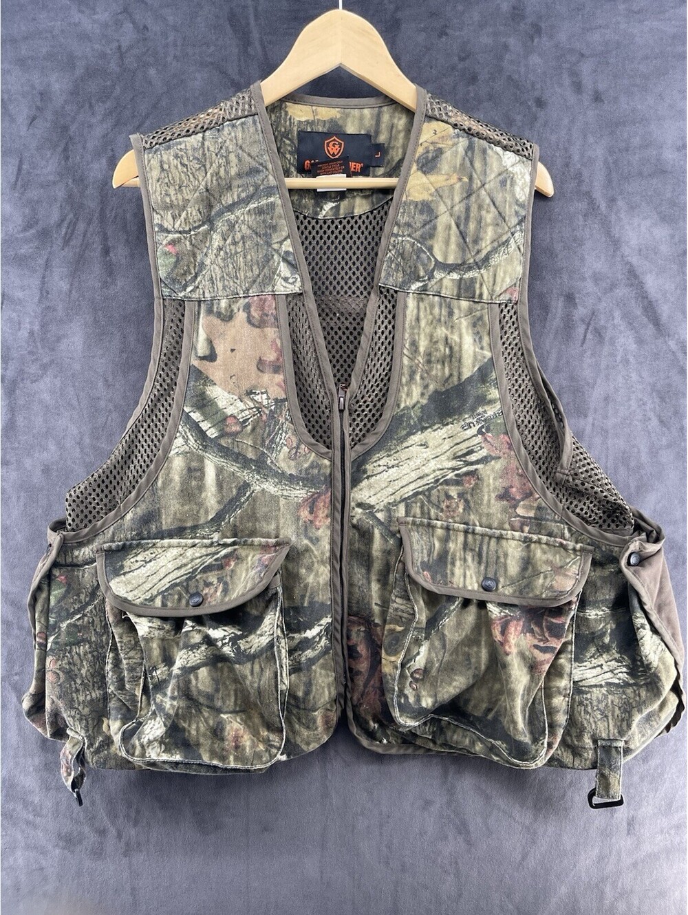 Game Winner Hunting Vest Mens L Camo Mesh Multi Pocket Zip Outdoor Hunting